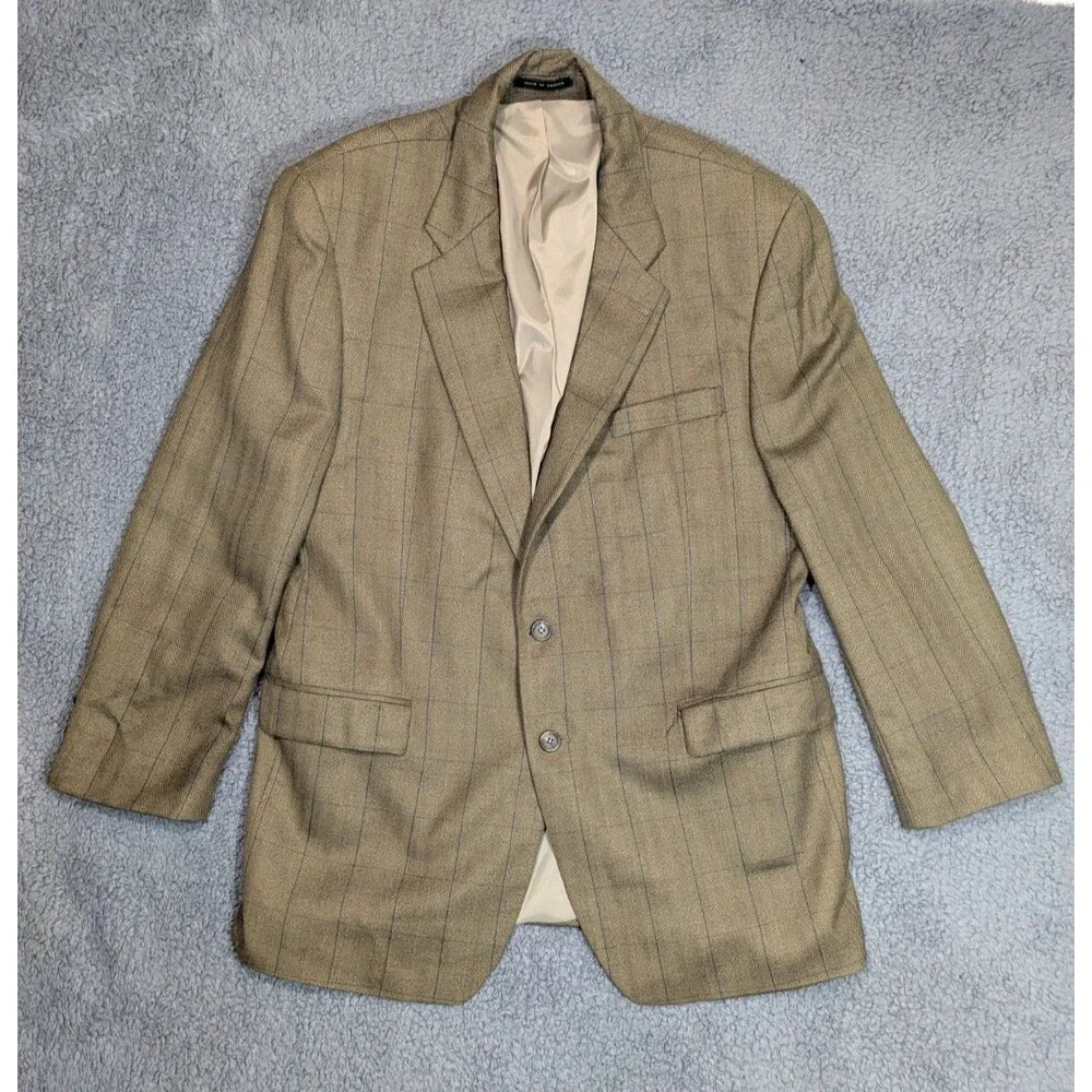 Lauren Ralph Lauren Wool Blazer Mens 46R Brown Plaid Sport Coat